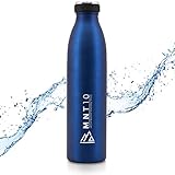 MNT10 Trinkflasche Edelstahl - 500ml, 750ml, 1000ml - Isolierte Thermoflasche, Flasche kohlensäure geeignet, Isolierflasche auslaufsicher für Sport, Wandern, Schule, Uni (Dunkelblau, 500 ml)