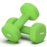 POWRX Neopren Hanteln Kurzhanteln 4kg Hellgrün 2er Set I Hexagon, Gewichte, Kraftraining, Hantelset für Männer und Frauen, Fitness, Gewicht, Dumbbell, Weights, Dumbells dumbellset