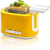 2-Scheiben-Toaster, kompakter Edelstahl-Toaster, kleiner Retro-Toaster mit Bagel-/Abbruch-/Auftaufunktion/Aufwärmen, extra breitem Einschub, Toaster