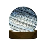 Roxvue 3D Mond-Glaslampe Mondgalaxie USB-Nachtlicht Schlafzimmer Nachttisch Atmosphäre Tischdekorationslampe A