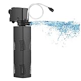 Tararium Interner Aquarium Filter Pumpe für 150-560 Liter Becken Bio Schwamm Aquarium Innenfilter mit 1200L/h Tauch Wasserpumpe für Großtank Garten Teich Kaltwasser Tropische Fische Strömungspumpe