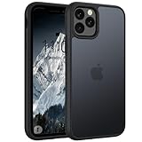 Andwing Matt für iPhone 12 Pro Max Hülle, Militärstandard FallSchutz Handyhülle für iPhone 12 Pro Max, Mattierte Durchscheinende Rückseite Schutzhülle, Anti-Fingerabdruck Kratzfest-Schwarz