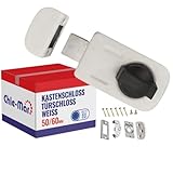 Chle-Mar - Zusatzschloss für Wohnungstür & Haustür (in Weiß) | Kastenschloss aus pulverbeschichtetem Metall | Robuste & Universelle Türverriegelung | Sicherheitsschloss für Innen & Außen