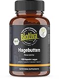 Hagebuttenkapseln Bio 150 Kapseln - 650mg - Hagebutten aus Europa - ohne Zusätze - Hagebutte - Höchste Reinheit - Abgefüllt und kontrolliert in Deutschland - Biotiva