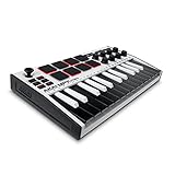 AKAI Professional MPK Mini MK3 – 25-Tasten USB MIDI Keyboard Controller, 8 hintergrundbeleuchtete Drum Pads, 8 Regler, Musikproduktion-Software, Farbe Weiß