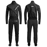 FANGBLUE Drysuit Atmungsaktiver Herrenanzug mit Reißverschluss vorne für Segeln, Bootfahren, Nylon, zum Paddeln, Kajakfahren, Angeln, wasserdichter Trockenanzug, Schwarz, Medium