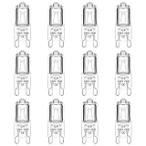 Caldarax 12 Stück Halogen G9 25W Backofenlampe 230V, Warmweiß 2700K, Dimmbar, 250 lm, G9 Öfen Glühbirne, Hitzetolerante 300°C, Für Backofen, Mikrowellenan, Leuchter, Wachsschmelzbrenner