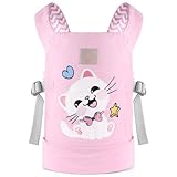 GAGAKU Puppentragetasche Reborn Baby Zubehör Puppentrage Puppen Kinder 100% Baumwolle Puppen ab 3 Jahre Kinder - Rose Katze