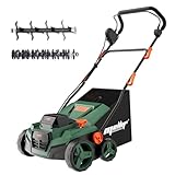 Mellif Akku-Vertikutierer-Lüfter für Makita Akku 18V, 38cm Arbeitsbreite, einstellbare Arbeitstiefe, 45L Fangsack, bürstenloser Motor, klappbar, 2-in-1 Rasenmäher & Lüfter, inkl. Zubehöre (Ohne Akku)