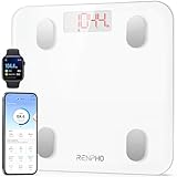 RENPHO Personenwaage Digital, Bluetooth Körperfettwaage mit Hochpräzisions-Sensoren, Smart Waage mit Körperfett und Muskelmasse 180 kg/400 lbs