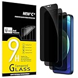 NEW'C 3 Stück, Sichtschutz Panzer Schutz Glas für iPhone 12,12 Pro (6,1 Zoll), Ausgewogener 35-Grad-schutzwinkel mit Augenschutz, Ultra-Haltbare 9H Härte, Blasenfrei