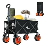 NGTeco Faltbarer Bollerwagen 250L für Strand & Camping Handwagen Belastbar bis 125KG, extra breite All-Terrain-Räder, 360° Verstellbarer Griff, faltbar–Robuster Trolley für Garten, Outdoor & Einkäufe