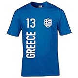 FanShirts4u Herren Fan-Shirt Jersey Trikot - GRIECHENLAND/Greece - T-Shirt inkl. Druck Wunschname & Nummer WM EM (M, Greece/blau)