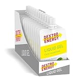 DEXTRO ENERGY LIQUID GEL LEMON + CAFFEINE - 12x60ml (12er Pack) - Energy Gel aus schnell verfügbaren Kohlenhydraten, Traubenzucker Gel, Koffein Booster, Energy Riegel Alternative, für Ausdauersport