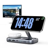 Selore USB C Hub mit kabellosem Laden für MacBook: 4K@60Hz HDMI, 100W PD, 15W Qi2 + 5W Wireless, 10Gbps Ports, iPhone Mirroring Dockingstation & Magsafe Ständer, platzsparender Schreibtisch-Organizer