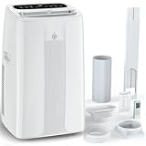 Klimaanlage Mobil 12000BTU, 3-in-1 Mobile Klimaanlage mit Abluftschlauch,Kühlen,Entfeuchten, Luftzirkulation, LED Display&Fernbedienung, 24h-Timer, Leise&Energieeffizient, Für Räume bis zu 132 m³(43㎡)