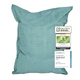 Lumaland Riesen-Sitzsack XXL 140x180cm | Indoor Bean Bag aus weichem & waschbarem Microvelours | 2-in-1- für bequemes Sitzen & Liegen | Mit über 3 Mio. anpassungsfähigen EPS-Perlen [Türkis]