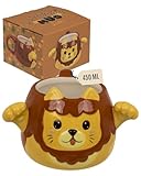 Out of the blue Keramikbecher Löwe – 450 ml Dolomit-Tasse im Tierdesign – große Kaffee- & Teetasse für Alltag, Büro & Home-Office – Geschenkbecher inklusive Verpackung