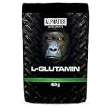 L-Glutamin Pulver hochdosiert + vegan - 99,95% rein - Maximale Dosierung, geschmacksneutral - ALPHATIER Glutamine Powder - Fitness & Bodybuilding - 450 g ohne Zusatzstoffe