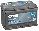 Exide Premium EA722 Typ 100/096 Autobatterie, 12 V, 72 Ah, 720 A, 4 Jahre Garantie (bitte vor dem Kauf die Größe überprüfen)