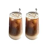 NSXIN Latte Macchiato Gläser Cappuccino Kaffeegläser 400ml 2er Set Teegläser Kristall Glas Eisbecher, Transparent, Hitzebeständig, Cocktail, Kaffee, Latte Macchiato,(Typ B /500ml,2 Stk)