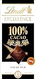 Lindt EXCELLENCE 100 % Kakao - Edelbitter-Schokolade | 50 g Tafel | Extra kräftige Bitter-Schokolade | Intensiver Kakao-Geschmack | Dunkle Schokolade | Vegane Schokolade | Schokoladengeschenk