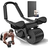 Bauchroller Bauchmuskeltrainer Roller, Automatische Rebound-Bauchrolle Für Bauchmuskeltraining, Bauchtrainer Ab Roller mit Kniematte, Ab Wheel mit Ellbogenunterstützung und Stabilen Doppelrädern