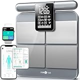 Runstar Waage für Körpergewicht und Fettanteil, 8-Elektroden Präzisions-Digital-Smart-Waage für BMI 22 Körperzusammensetzungsmessung, silberne Badezimmer-Smart-Waage mit großem Display, FSA HSA