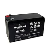 Tecnoware Ersatzbatterie für Unterbrechungsfreie Notstromversorgung (USV), Videoüberwachungs und Alarmsysteme - 12V Kapazität 7 Ah Faston-Anschluss 6.3 mm - Abmessungen 15,1 x 9,4 x 6,5 cm