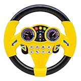 Cuackamily Lenkrad Kinder Spielzeug, Simulierter tragbarer Fahrregler, Fahrsimulator Auto Simulation Spielzeug,Interaktives Lenkrad Lernspielzeug, pädagogisches Geschenk für Kleinkinder Kinder (Gelb)