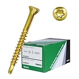 PARCO Dielenschrauben 3,2x40mm, Gelb-chromiert, TX10, 1000...