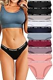 FINETOO 10er Pack Baumwoll Slips Damen Atmungsaktive Unterwäsche Logo Sportunterwäsche Weich Sexy Unterhosen Reizwäsche Sportgürtel Bikini Mehrpack S-XL