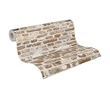 A.S. Création Tapete Stein Braun Beige THE BOS 388293 Vliestapete Backstein Tapete 10,05 m x 0,53 m Made in Germany
