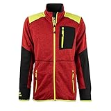 FORSBERG Strickjacke Forst Strickfleece mit Softshell Verstärkung rot neongelb gut sichtbar bequem robust hochwertig, Farbe:rot/gelb, Größe:M