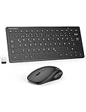 TECKNET Kabelloses Tastatur Maus Set, Deutsch QWERTZ Layout, 2.4 GHz Funk Mini Tastatur Mouse, 15m Reichweite Verbindung, Wireless Leise Funktastatur mit Maus für PC, Laptop, Smart TV, Schwarz