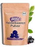veganflow® Wild Heidelbeeren Pulver Bio (Extrakt 8:1) aus der ganzen Beere, 100g gefriergetrocknetes Pulver, Frucht-Pulver für Smoothies, Joghurt und Bowls
