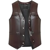 Zghhc Lederweste Für Herren Im Western-Billie-Stil, Bequeme Bikerweste Aus Schafleder Druckknopfverschluss, Schmal Geschnitten