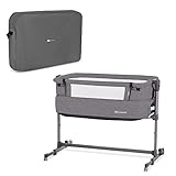 Kinderkraft Beistellbett NESTE UP, Babybetten, Zustellbett, Kinderbett, Kinderreisebett, 2 in 1, Höhenverstellung, mit Zubehör, Matratze, Leichte Konstruktion 9 kg, Melange Grau