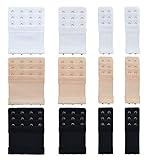 XREE 12 Stücke BH Verlängerung, Bra Extender, BH Erweiterung 2 Haken/ 3 Haken/4er-Haken BH Erweiterung BH-verlängerung für Frauen-BH 3 Farben