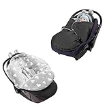 millybo Fußsack Baby Einschlagdecke für Winter geeignet für Kinderwagen Babyschale Babybett Autositz Buggy (605.021 Nylon Graphite- Minky grau (Herz weiß))