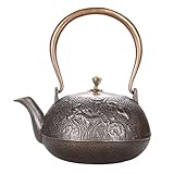 Die eiserne Teekanne, Teekanne aus Gusseisen, doppelte Innenwand aus Kupfer, unbeschichtet, 1200 ml