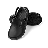 HEYO Clogs Damen Herren leichte Gartenschuhe Sandalen Unisex Pantoletten Hausschuhe Gartenclogs (Schwarz, EU Schuhgrößensystem, Erwachsene, Numerisch (von/bis), M, 44, 45)