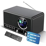 BIAOQINBO DAB Plus Radio mit Bluetooth,DAB+ / FM Radio mit Fernbedienung und Netzbetrieb,Digitalradio Küchenradio Radiowecker mit Zweifacher Alarm,USB/AUX Hafen,Sleep-Timer, 30 voreingestellte Sender