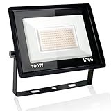 100W LED Strahler Außen, LED Fluter Spotlight, 3000K Warmweiß Aussenstrahler, IP66 Wasserdicht Flutlicht, Scheinwerfer für Hinterhof Sportplatz Flur Garten
