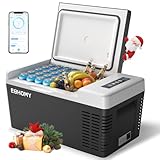 EUHOMY Kompressor Kühlbox 18L, Auto-Kühlschrank -20℃~20℃, Tragbarer Kühlschrank 12/24V DC 100-240V AC, Tragbarer Gefrierschrank mit WiFi-APP-Steuerung für Camping, Reisen, Boot