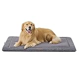 Bedsure waschbar Hundematte große Hunde - 120x76cm Hundekissen waschbar für Grosse Hunde, Sherpa-Plüsch Hundebett XXL mit Rutschfester Boden und Seitengriff, grau