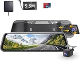 WeBeqer 4K Spiegel Dashcam mit 1080P Rückfahrkamera,Dashcam Auto Vorne Hinten mit 10' IPS-Touchscreen, Auto Kamera mit GPS 64 GB-Karte 170° Weitwinkel Loop-Aufnahme und G-Sensor Parküberwachung