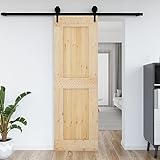 prissent Schiebetür 70 x 210 cm aus massivem Kiefernholz, Schiebetür für den Innenbereich, Schiebetür aus Holz, Innentüren, ideal für Küche, Scheune, Garage