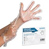 100x ARNOMED® PE, Einmalhandschuhe Einweg, Plastik Einweghandschuhe für Damen & Herren, Plastikhandschuhe zum Haare färben, Dieselhandschuhe, Bäckerhandschuhe, Lebensmittelhandschuhe