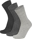 normani 3 Paar Herrensocken ohne Gummi aus Baumwolle mit Frotteesohle in verschiedenen Farben Farbe Hellgrau/Anthrazit/Mittelgrau Größe 47-50
